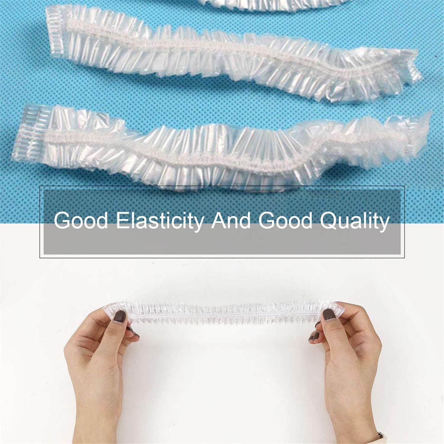 hotsuae shower cap disposable 100 pcs thickening women waterproof shower caps normal size, clear