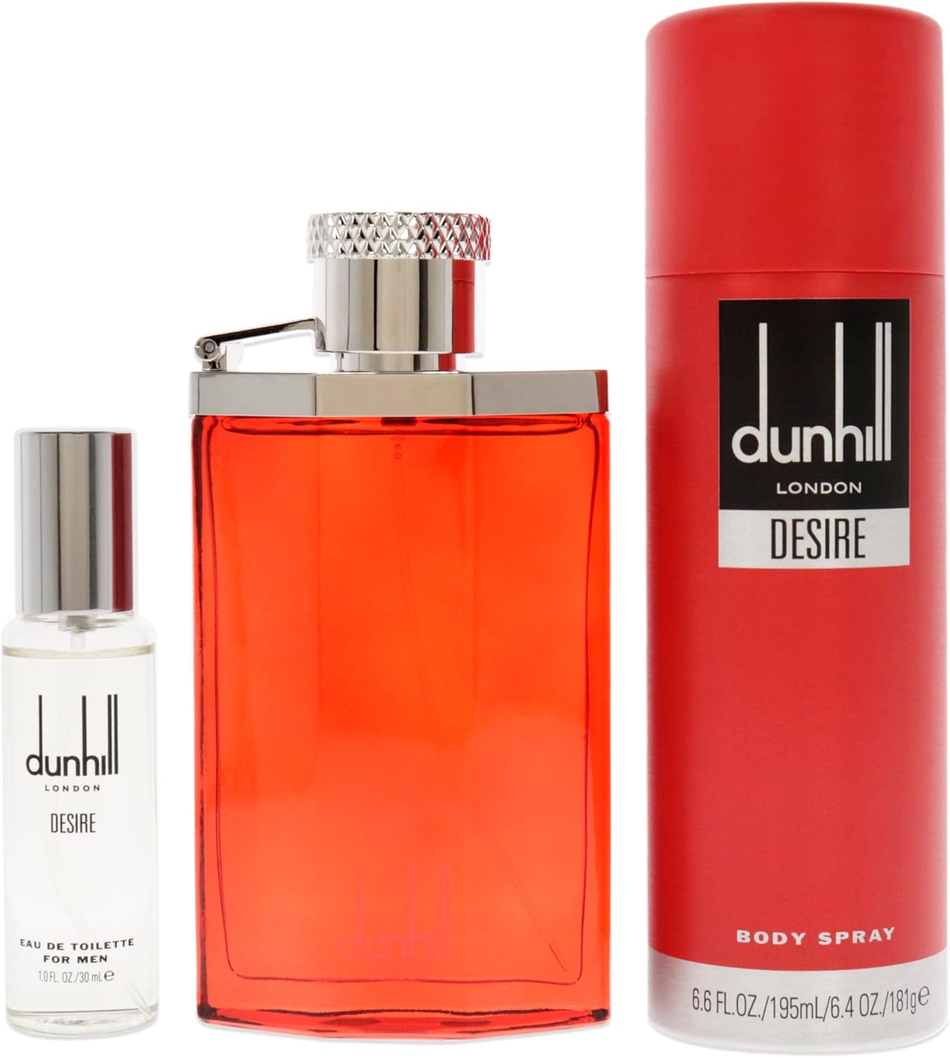 desire red perfume gift set by dunhill for men 3pc gift set 3.4oz edt spray, 1oz edt spray, 6.6oz body spray