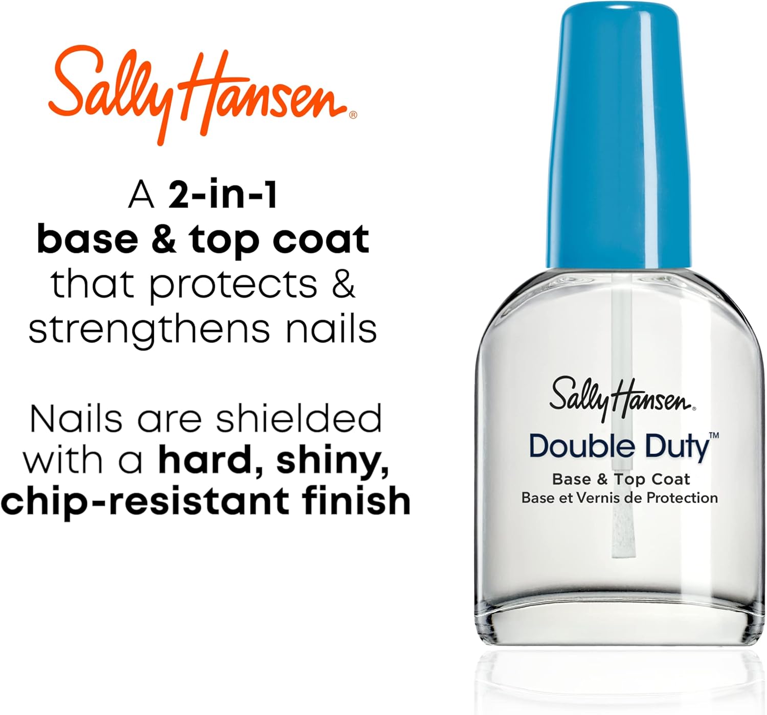 sally hansen double duty nail polish base & top coat, 0.45 fl oz 13.3 ml