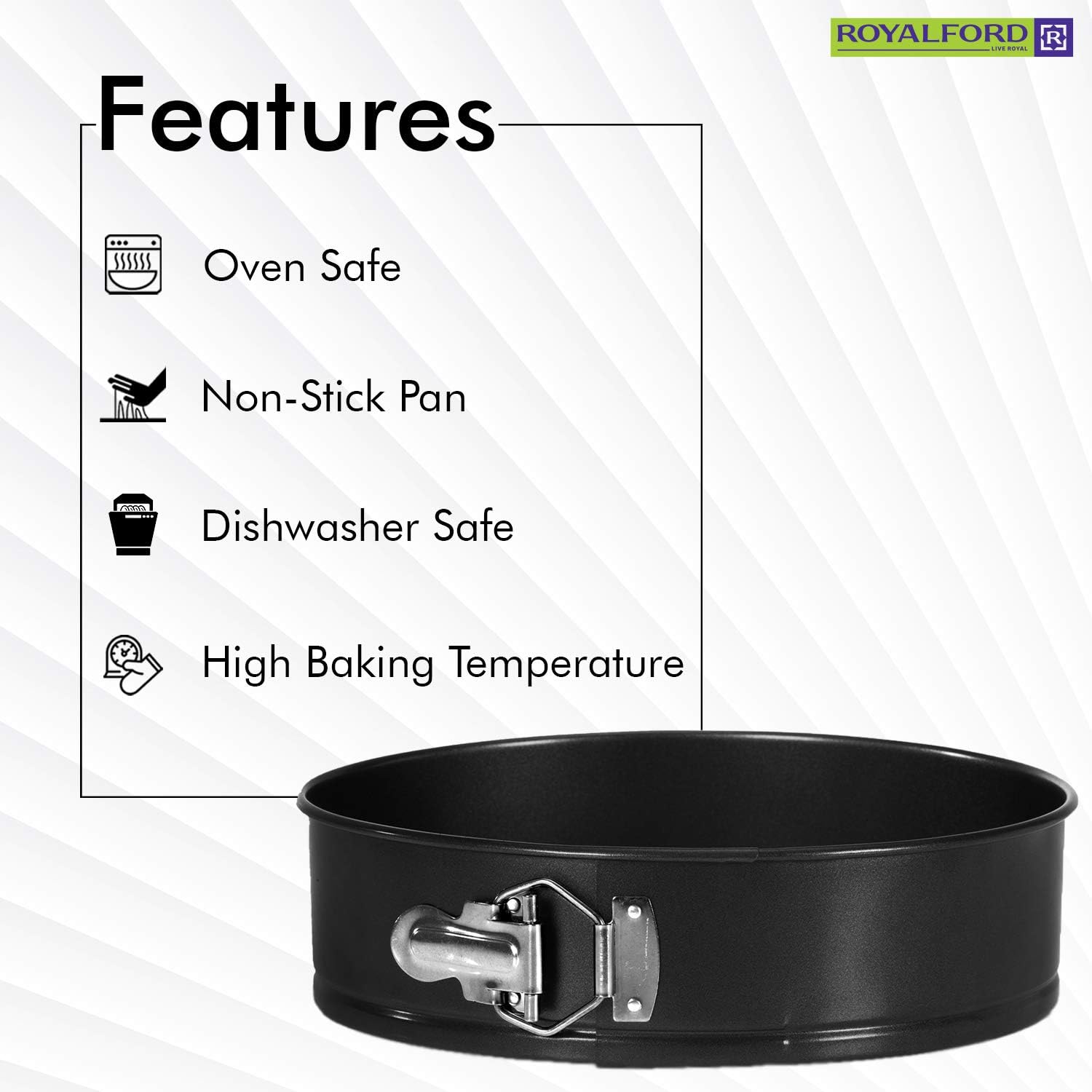 royalford non stick quick release springform cake tin with loose base, 24 cm
