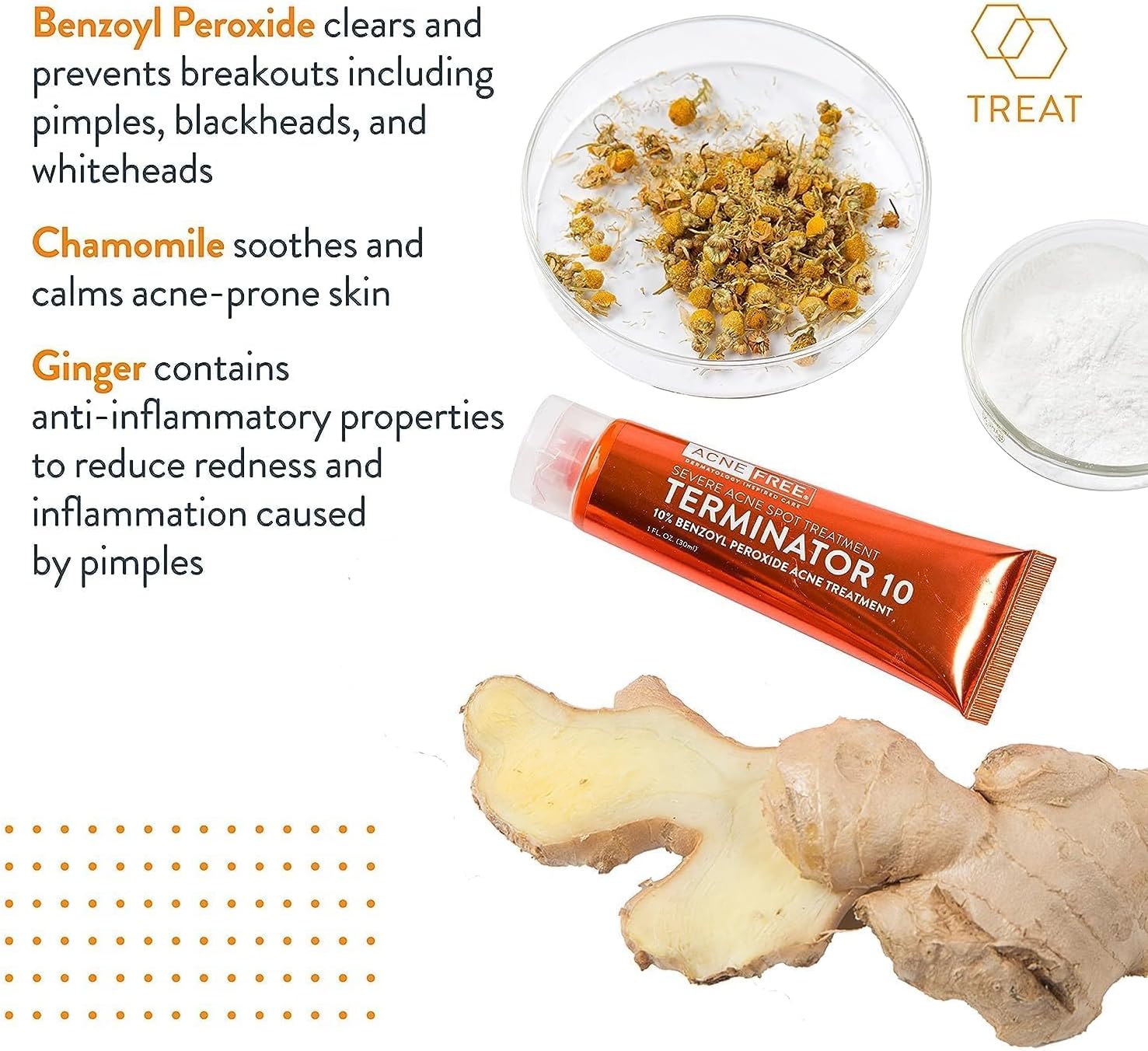 acnefree terminator 10 acne spot treatment with benzoyl peroxide 10% maximum strength acne cream treatment, 1 ounce pack of 1