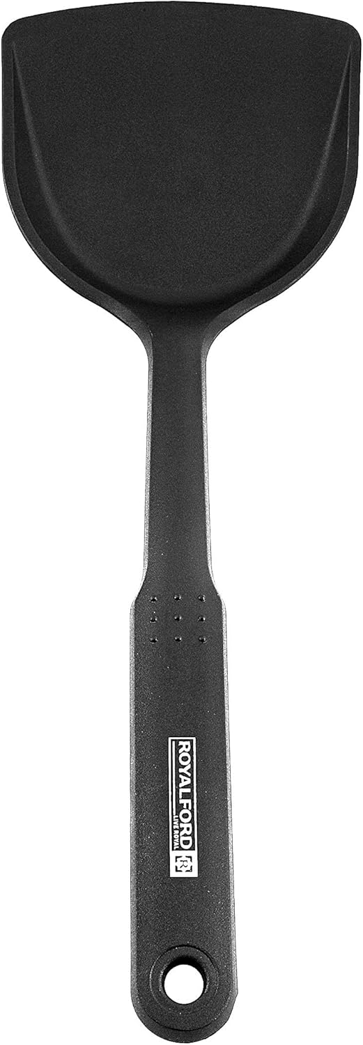 royalford nylon spatula – ultra stylish heat resistant turner/fish slice with long handle – ideal flipper spatula for flipping lifting serving eggs omelette pancakes fish burgers | 1 year warranty