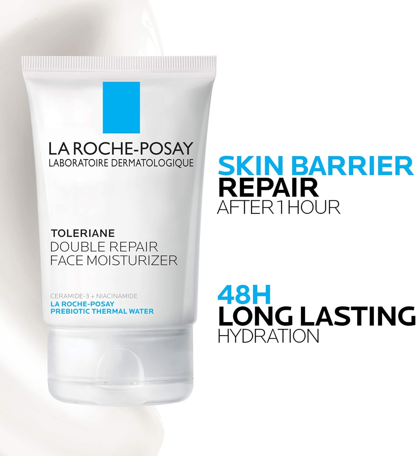 la roche posay toleriane double repair face moisturizer, daily moisturizer face cream with ceramide and niacinamide for all skin types, oil free, fragrance free
