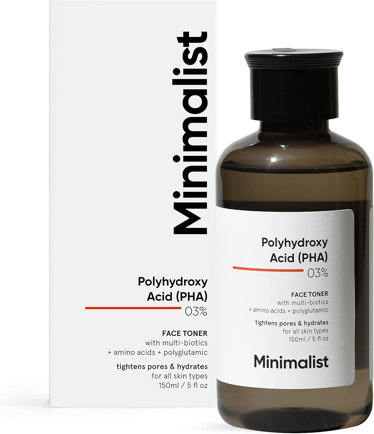 minimalist pha 3% alcohol free toner, 150 ml | pore tightening & mild exfoliation for oily, acne prone, sensitive & normal skin | hydrating face toner for glowing skin