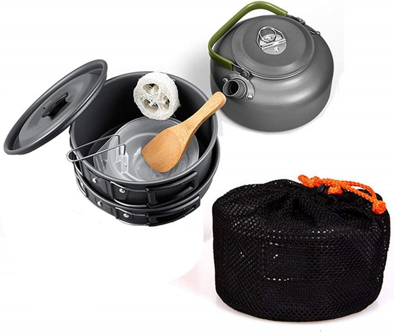 9pcs cookware set outdoor camping cooking kit portable nonstick lightweight pans cook set with bag
