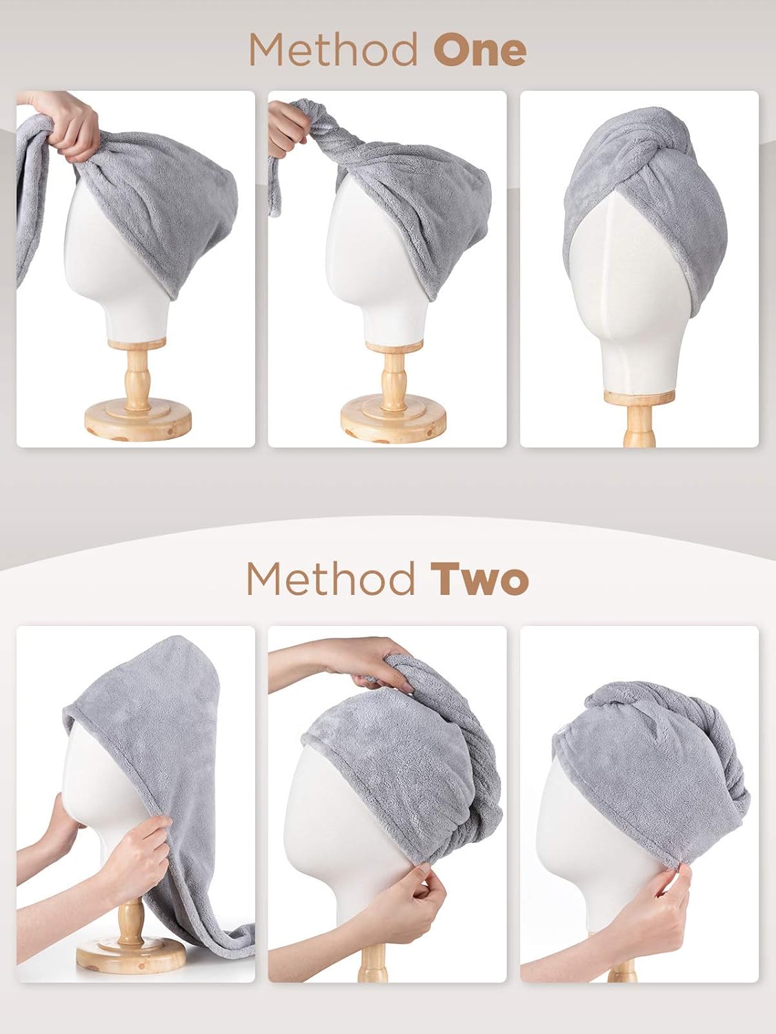 microfiber hair towel, 3 packs hair turbans for wet hair, drying hair wrap towels for curly hair women anti frizz color assorted