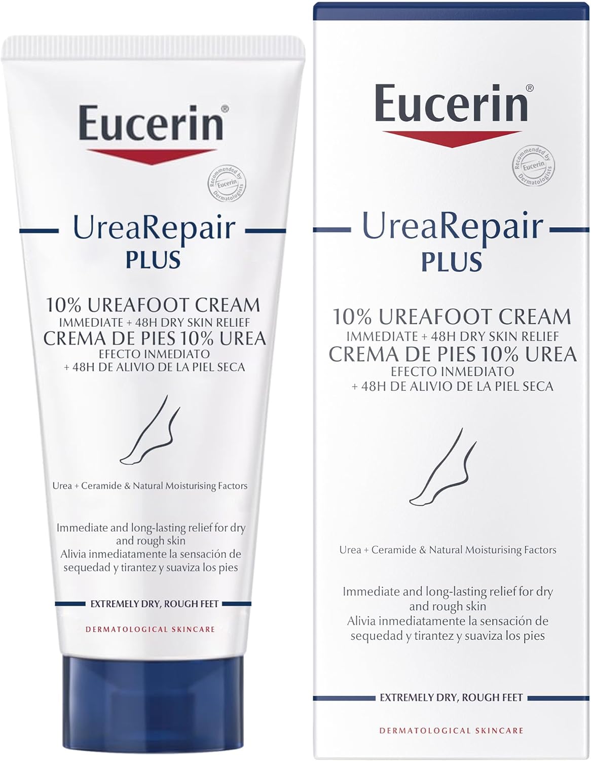 eucerin urearepair plus 10% urea foot cream with ceramide, smoothes callouses and thickened heels, feet care for very dry, suitable for mature & diabetic skin, 100ml