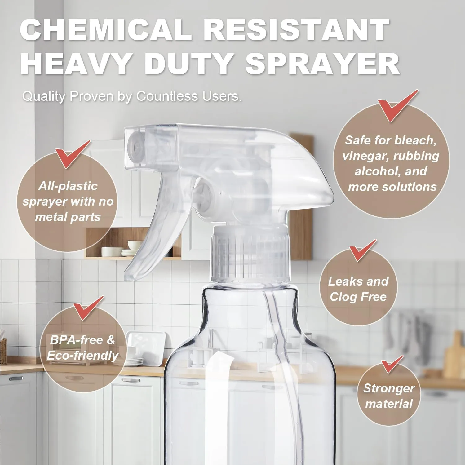 Plastic Spray Bottles (2-Pack, 16.9 Oz) Heavy Duty Spraying, Mist & Stream, Empty Water Sprayer Bottle for Cleaning Solutions, Essential Oils, Hair, Plants, BBQ, Dog Cat Behavior Correction (Clear)