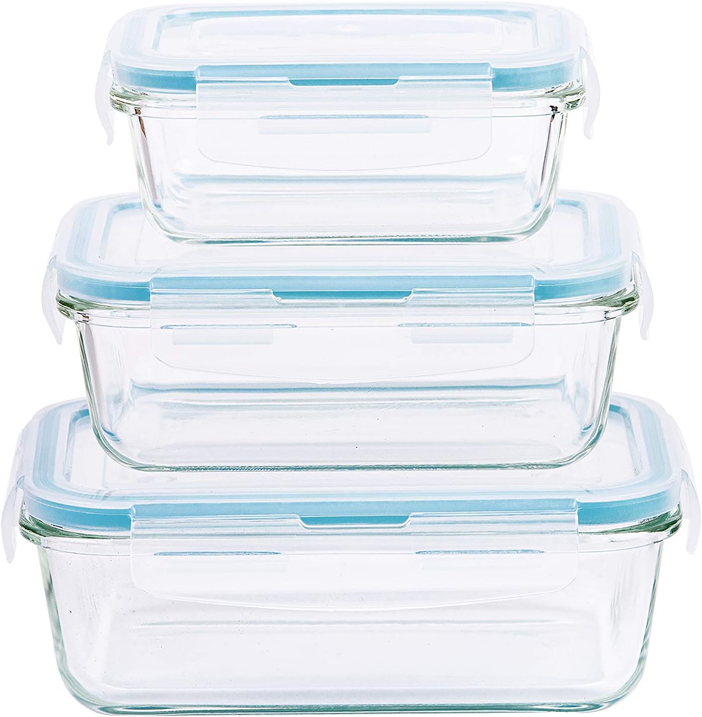 taliona tl2213374 borosilicate glass boro pro food container set, blue, w 32.0 x h 13.6 x d 13.6 cm, rectangular