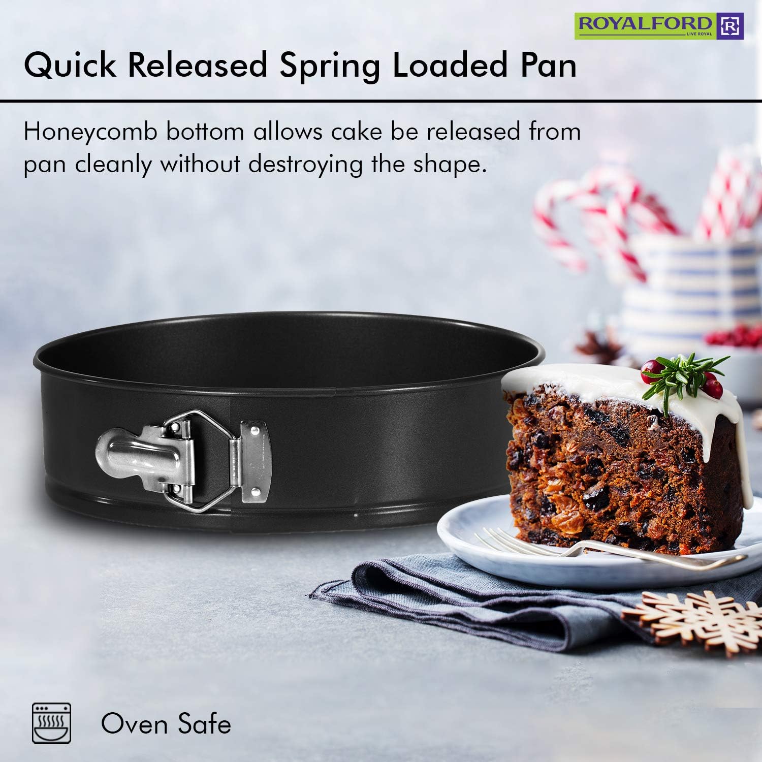 royalford non stick quick release springform cake tin with loose base, 24 cm