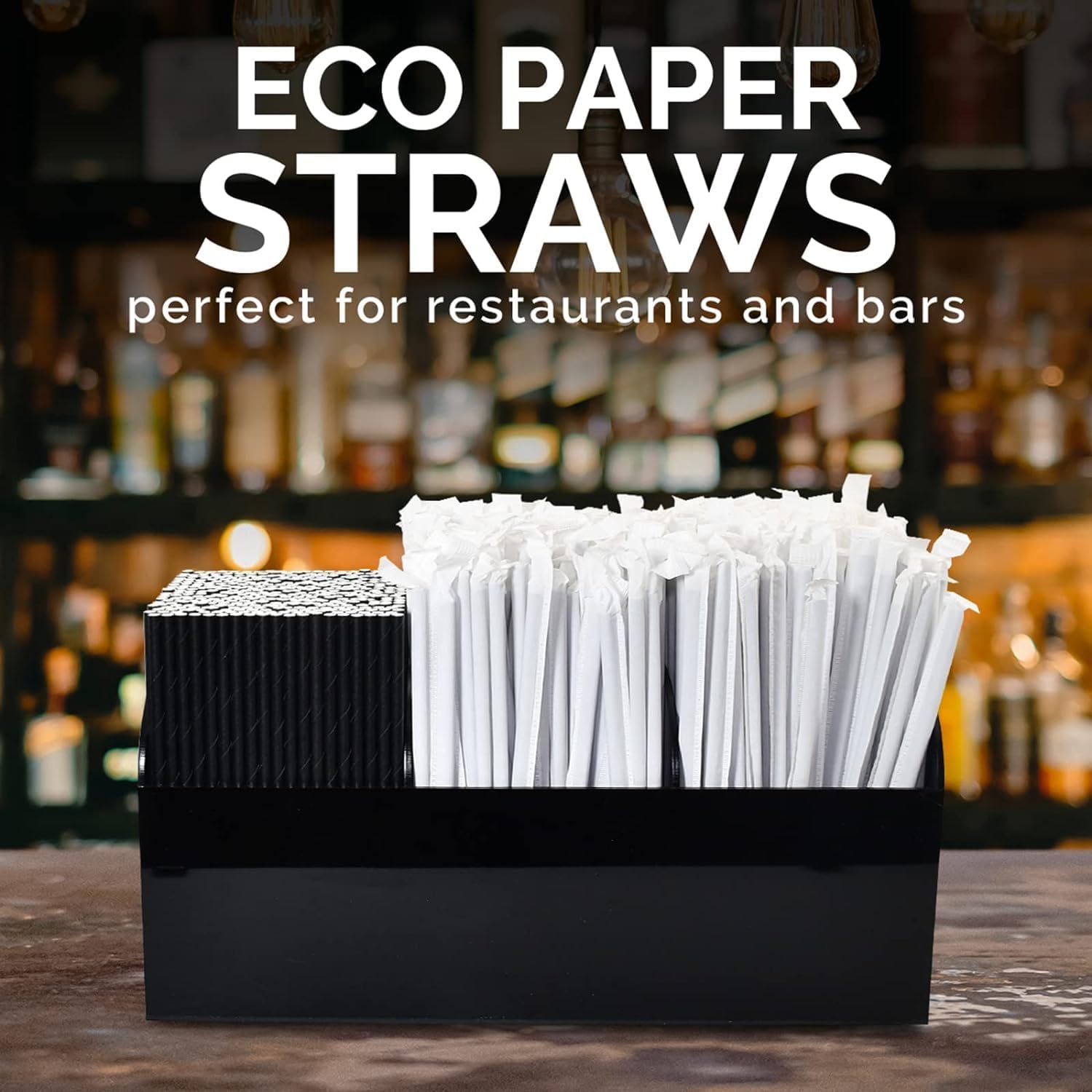 al fakhama 6 mm black paper straws (100 pcs/regular size) wrapped individually for drinking, 100% biodegradable and durable 6 mm diameter x 20 cm long pack of 100