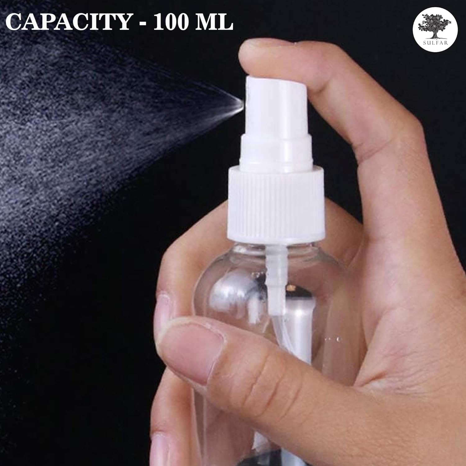 sulfar 4pcs 100ml sprayer spray bottles refillable container watering can travel toiletries liquid containers for cleaning, plants, misting (100ml)