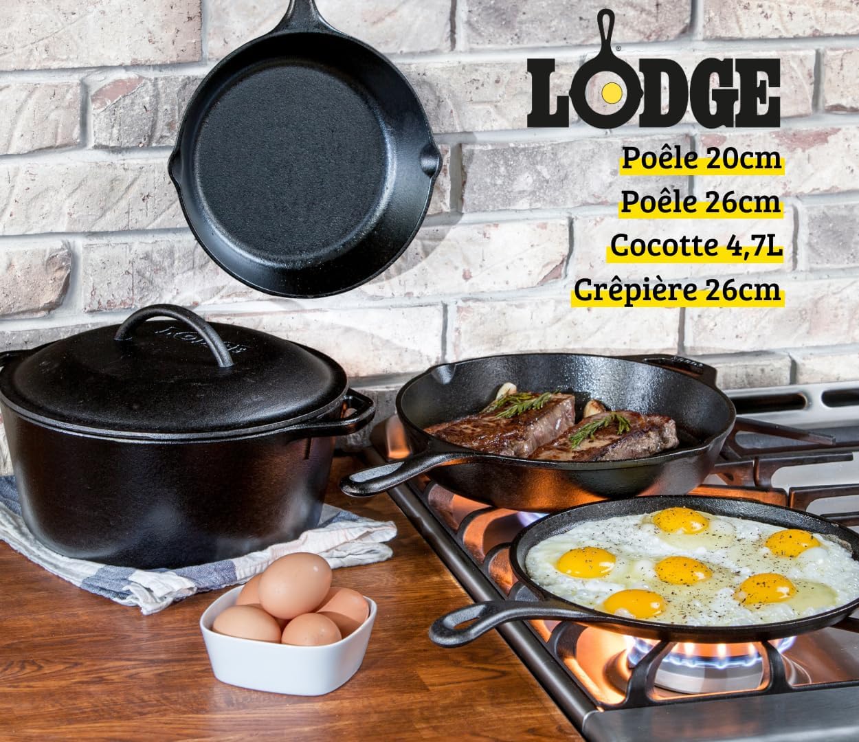lodge seasoned cast iron piece bundle 5 piece black l5hs3