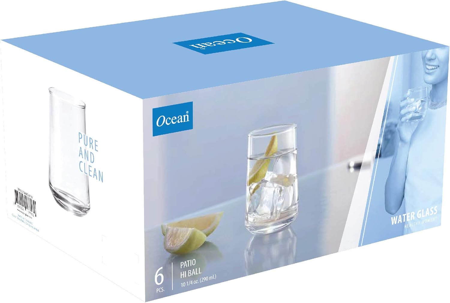 ocean patio hi ball glass, tumblers & water glasses, set of 6, clear, 290 ml, b1831006, mocktail glass, beverage glass, water glass, juice glass