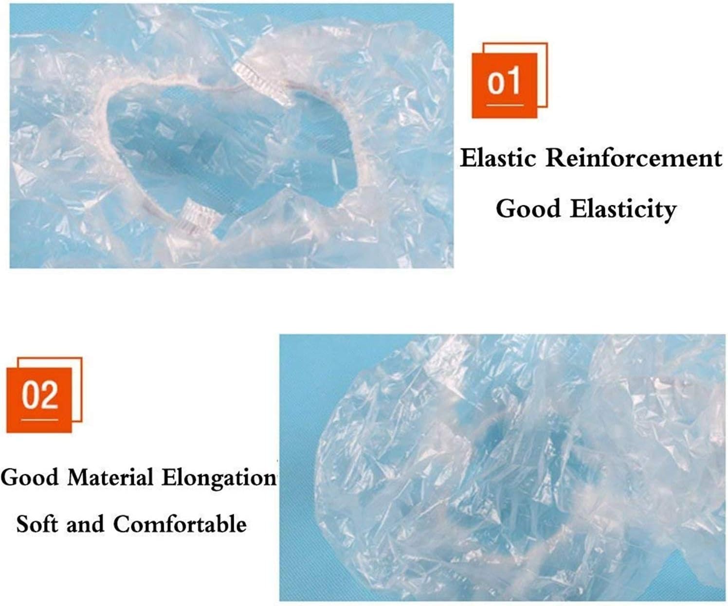 hotsuae shower cap disposable 100 pcs thickening women waterproof shower caps normal size, clear