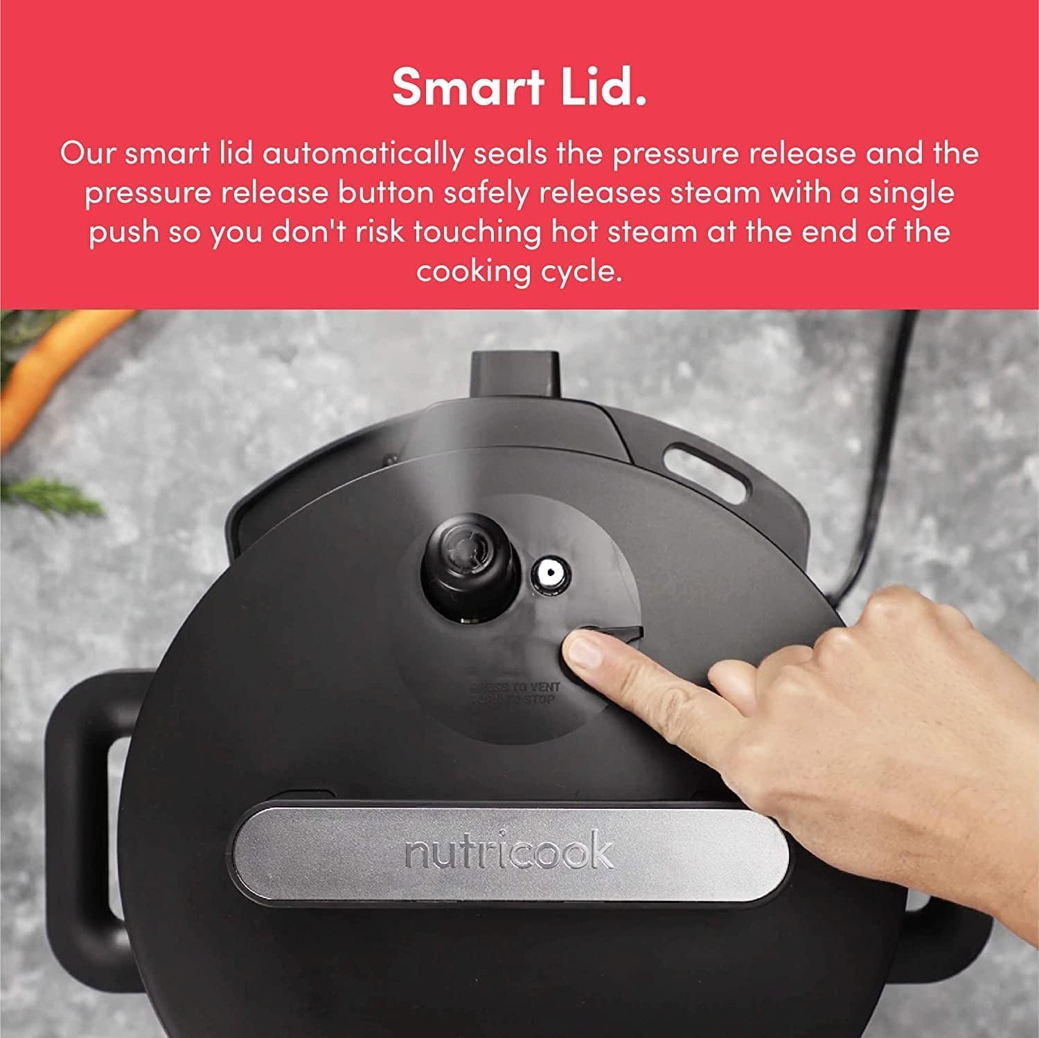nutricook smart pot 2,6 liters,9 in 1 electric pressure cooker, slow cooker,rice cooker, steamer, sauté pot, yogurt maker & more, 12 smart programs with new smart lid"min 1 year manufacturer warranty"