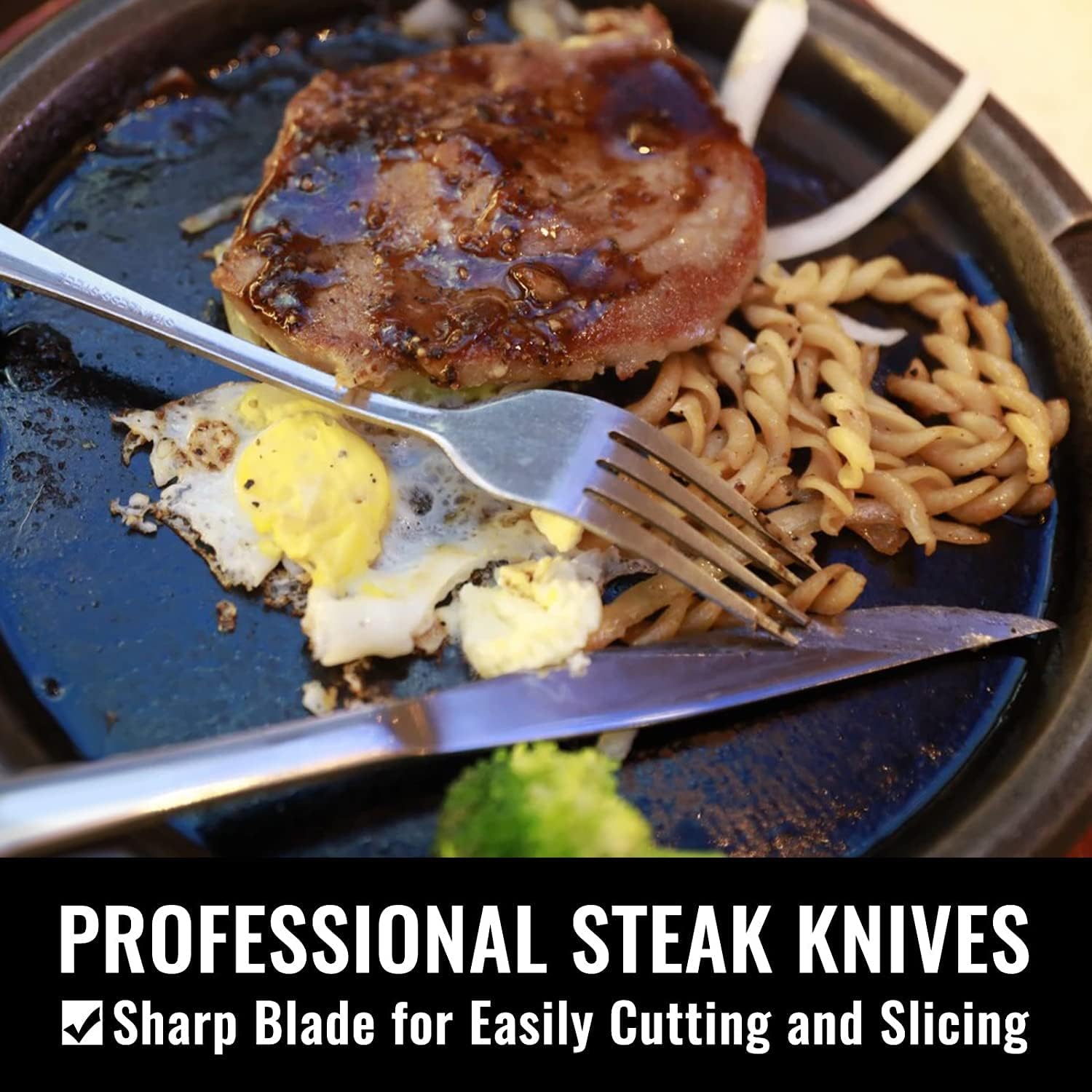 funito 24 piece silverware set for 4, stainless steel flatware cutlery set, kitchen utensils set, tableware set for home kitchen restaurant hotel, includes knives forks spoons, dishwasher safe