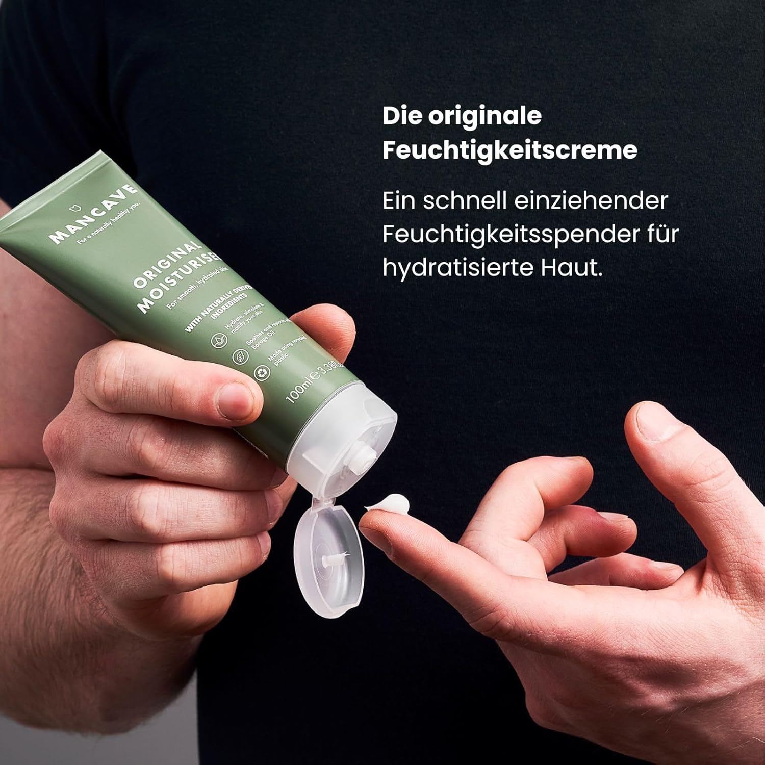 mancave originals skincare gift set with 3 key skin care essentials with face wash, face scrub and moisturiser for men, vegan, natural formulations, tubes made from recycled plastics, made in england