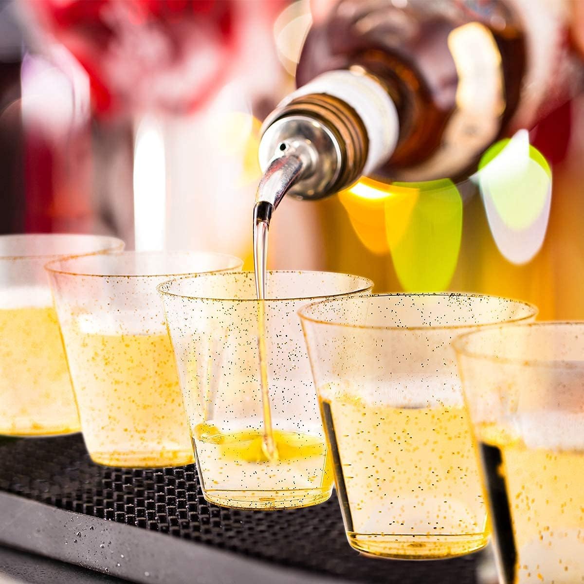 gold plastic cups, 20pcs gold plastic cups,10oz clear plastic cups tumblers, disposable gold glitter plastic cups, clear plastic cups tumblers, wedding,thanksgiving, party cups (20 pcs gold glitter)