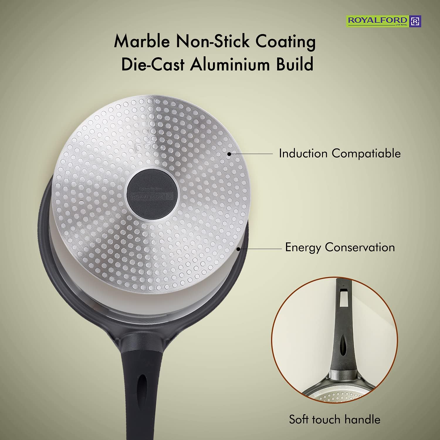 royalford 25 cm die cast crepe tawa, grey, rf8589