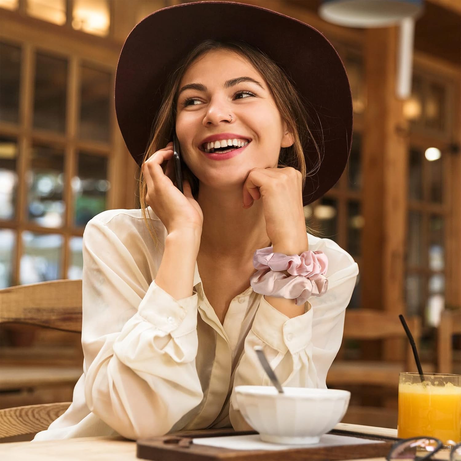 lolalet 6 pack scrunchies for hair, hair scrunchies for women girls, soft satin scrunchy for sleeping, big sleep tie scrunchie with elastic hair bands for thick thin fine curly hair/style a