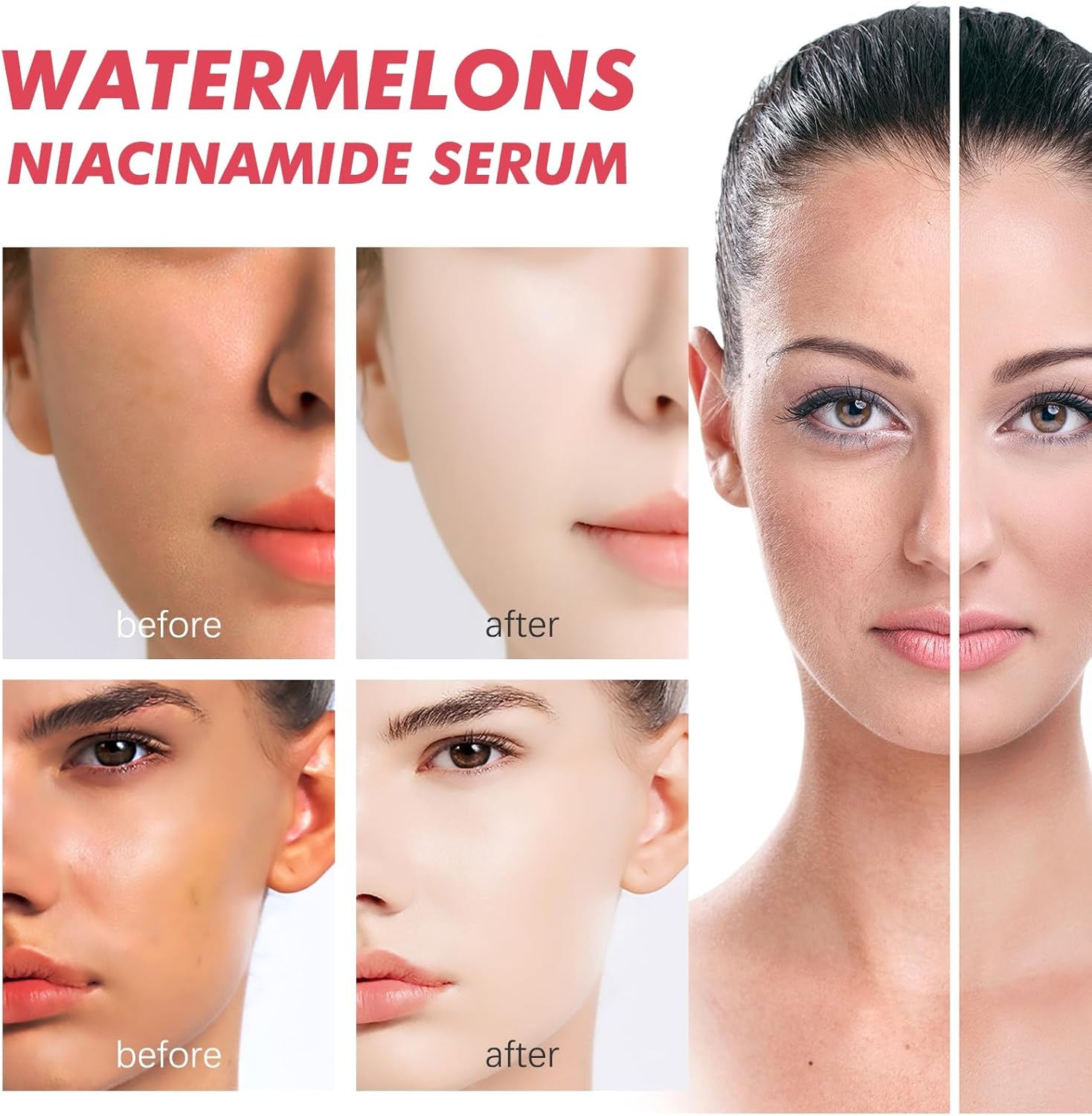 honpolo watermelons niacinamide serum hydrating, anti aging skincare with spot fade & antioxidant benefits, hydrate and replenish, firm & tighten, deeply penetrating lightweight & non greasy 60ml