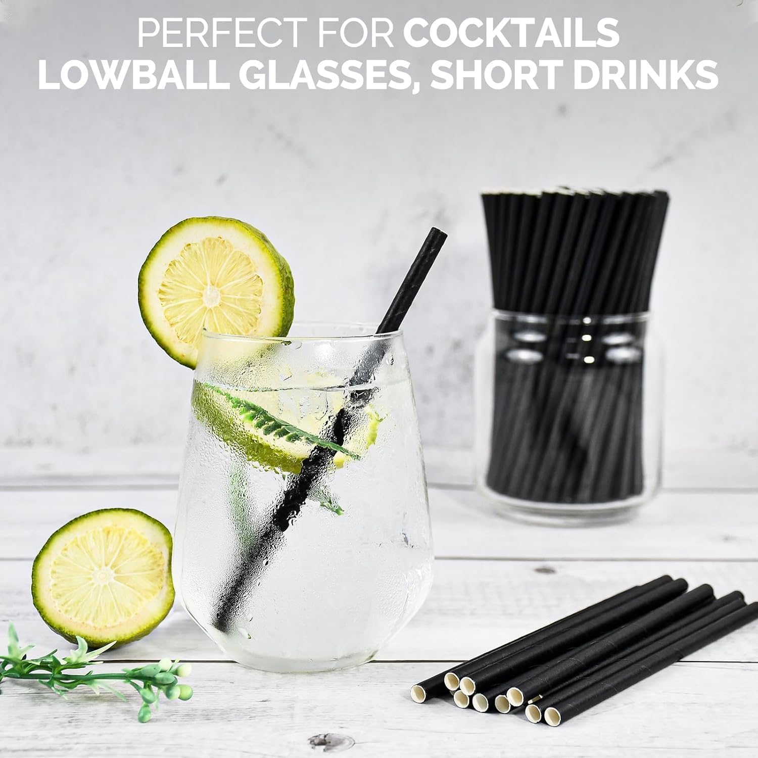 al fakhama 6 mm black paper straws (100 pcs/regular size) wrapped individually for drinking, 100% biodegradable and durable 6 mm diameter x 20 cm long pack of 100