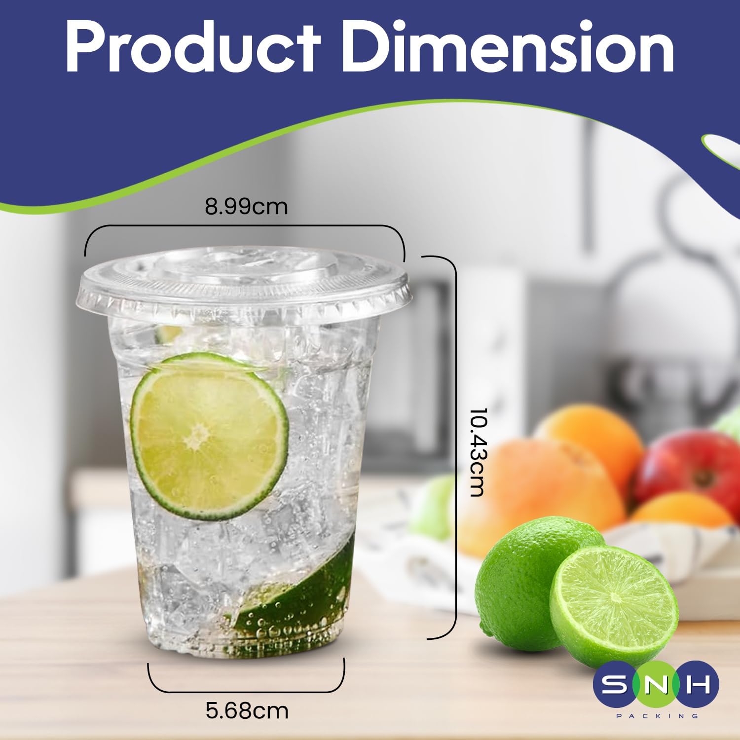snh 25 pieces 12oz juice cup with lid clear strong disposable cups ideal for iced coffee, smoothies, bubble boba tea, milkshakes, frozen cocktails, water, sodas, juices, snacks, dessert & more.