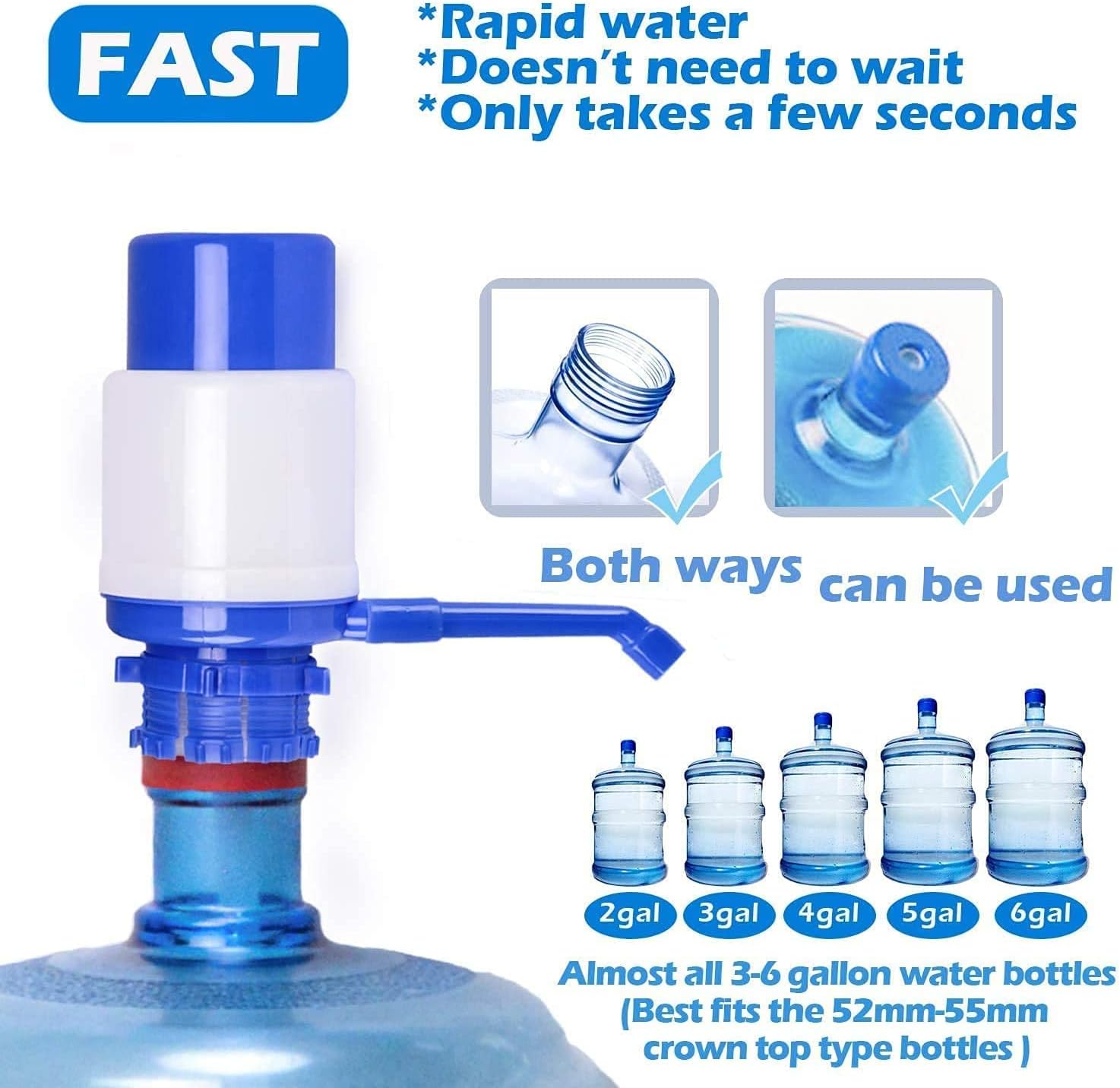 gogoducks showay water bottles pump blue manual hand pressure drinking fountain pressure pump water press pump with an extra short tube and cap fits most 2 6 gallon water coolers â€¦