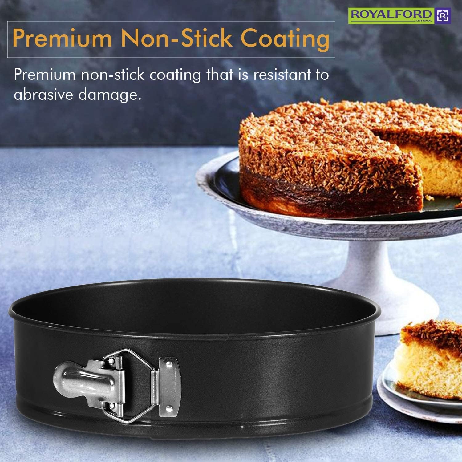 royalford non stick quick release springform cake tin with loose base, 24 cm