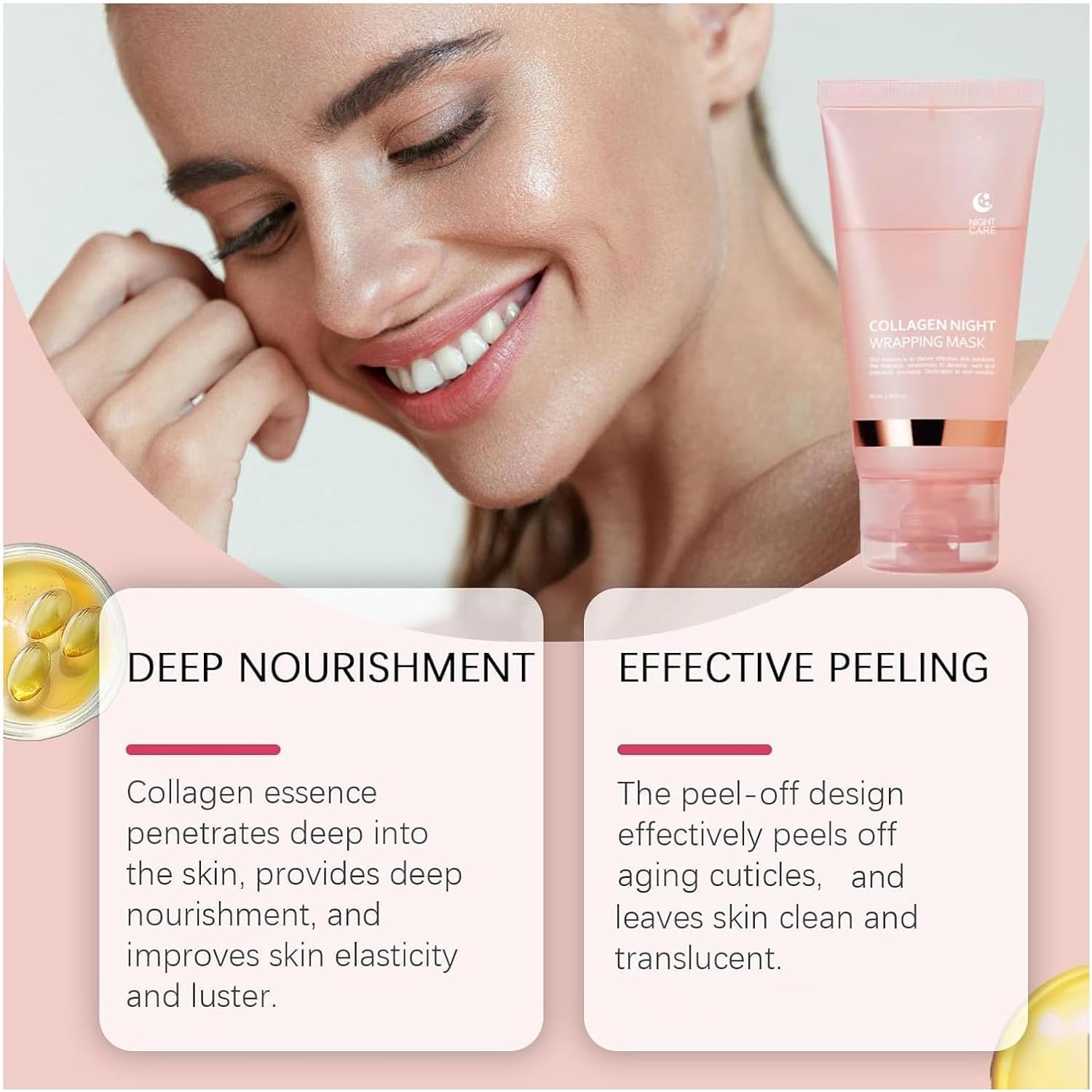 lboylove® collagen night wrapping mask 75ml, overnight collagen wrapping mask, korean peel off facial mask, deep collagen hydration lifting firmness tear off mask, 2.53 fl.oz (1pc)