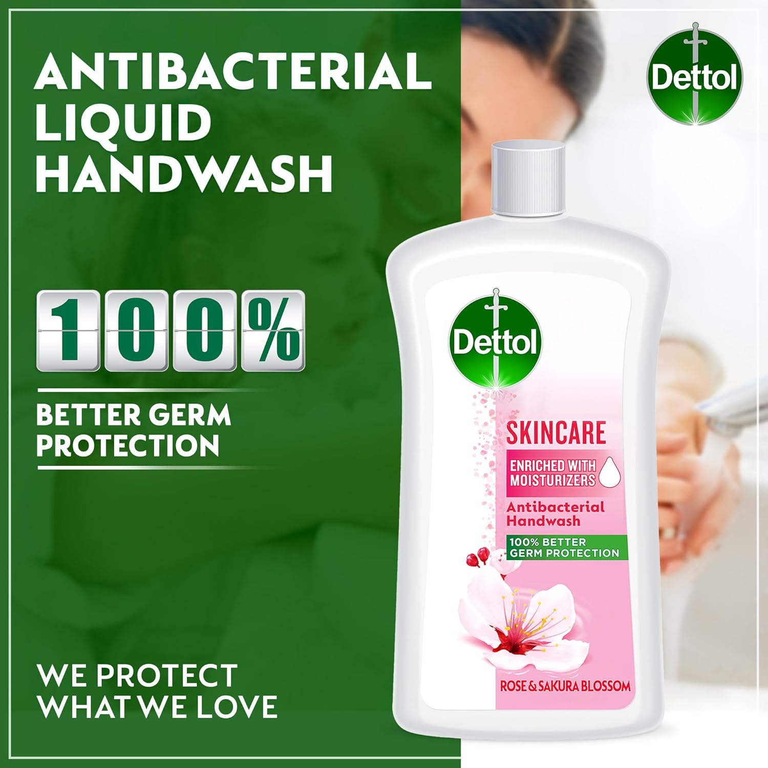 dettol skincare handwash liquid soap refill rose & sakura blossom fragrance 1litre