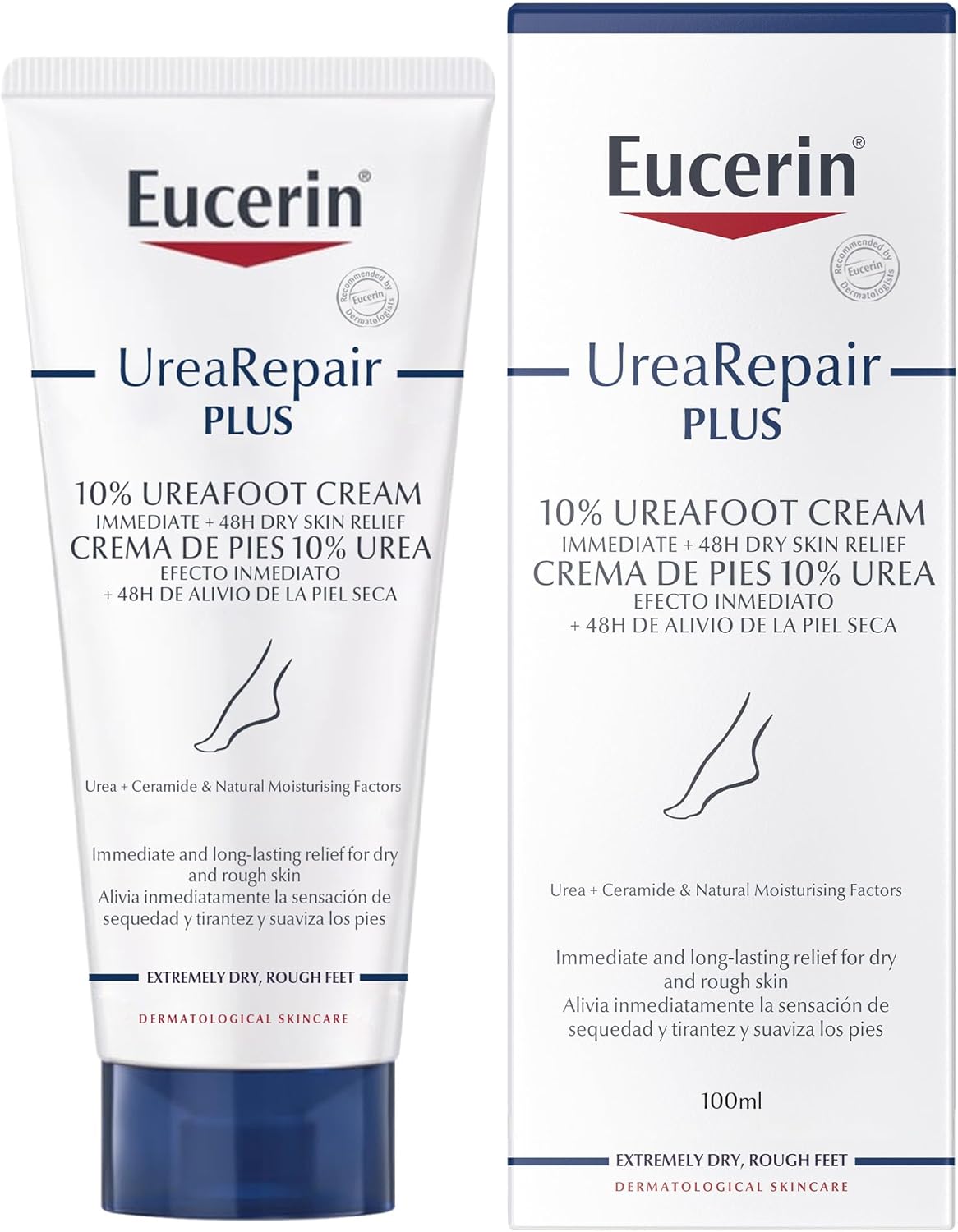 eucerin urearepair plus 10% urea foot cream with ceramide, smoothes callouses and thickened heels, feet care for very dry, suitable for mature & diabetic skin, 100ml