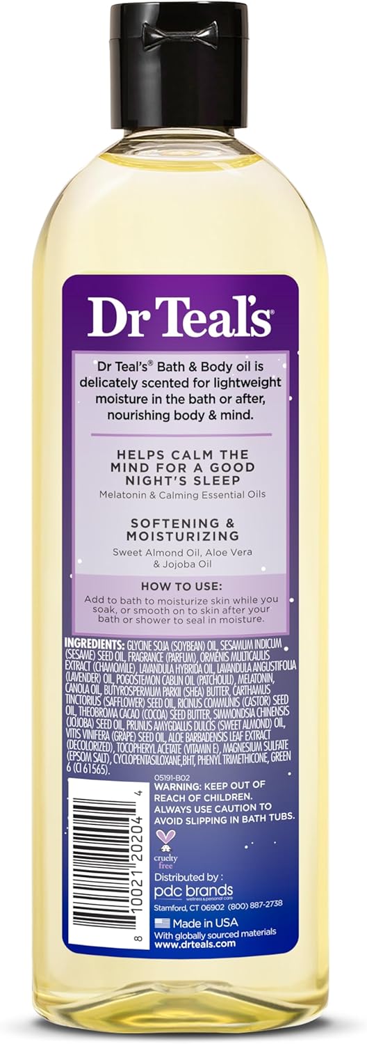 dr teal's melatonin essential bath & body oil moisturizing sleep blend 260ml