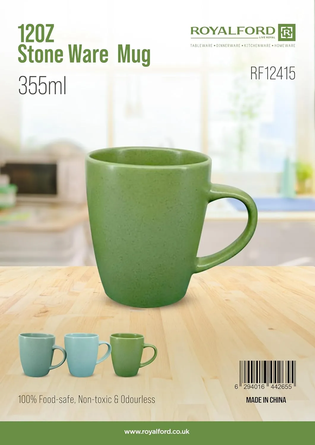 Royalford 355ml Stoneware Mug RF12415 for Hot and Cold Drinks Assorted Colors