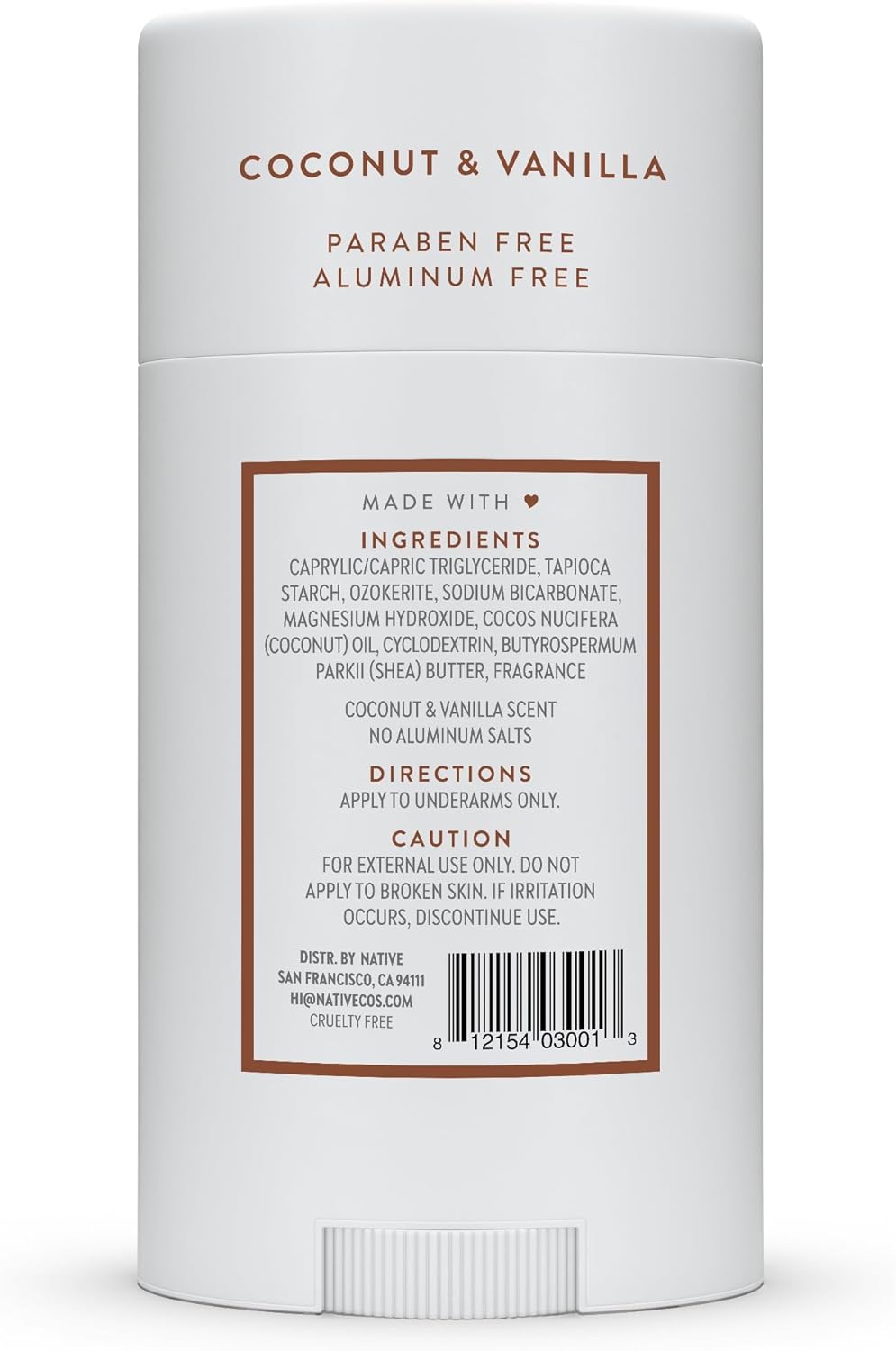 native deodorant contains naturally derived ingredients, 72 hour odor control | deodorant for women and men, aluminum free with baking soda, coconut oil and shea butter | coconut & vanilla