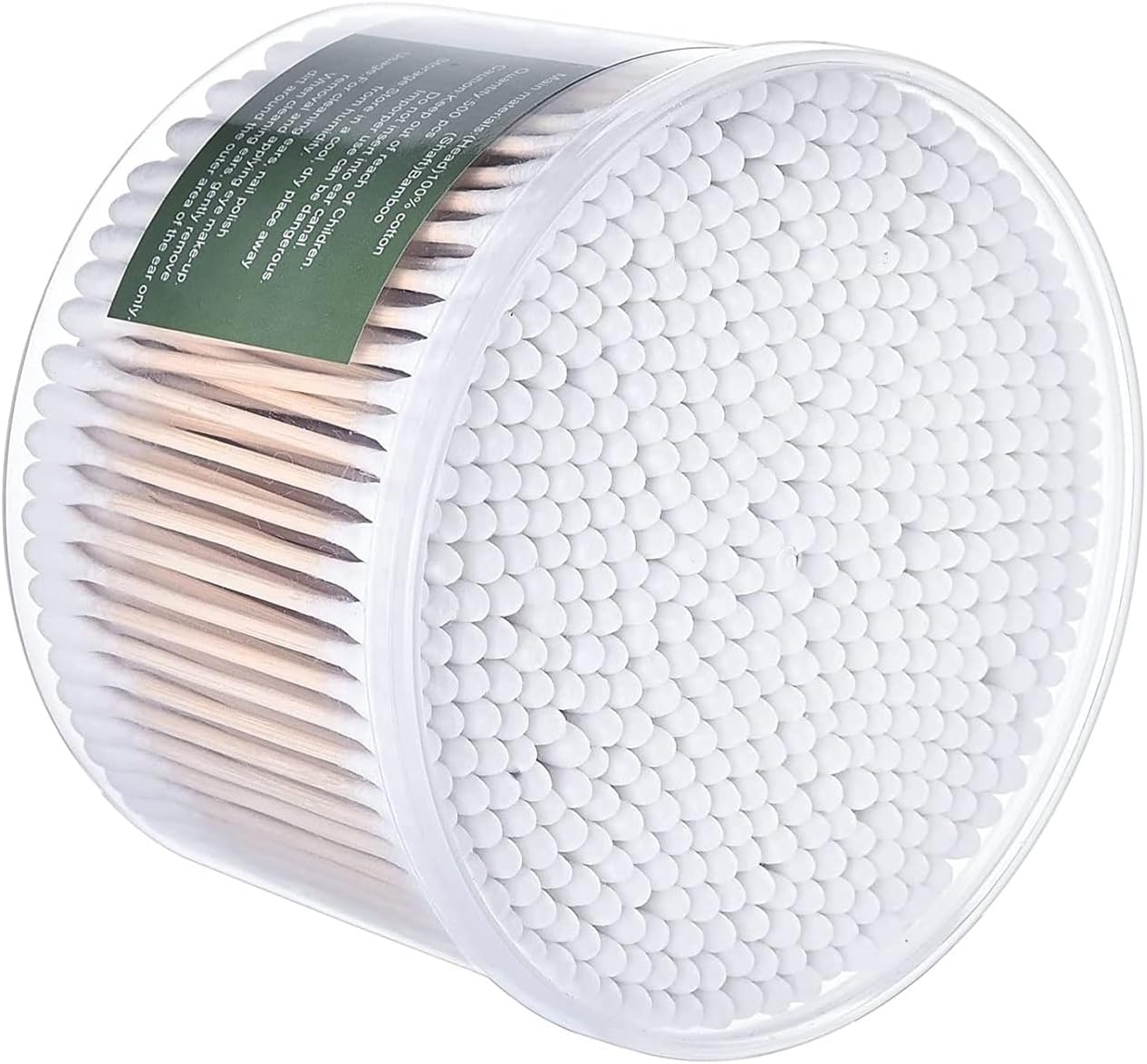 mocui bamboo cotton swabs double tipped round thick tips | 100% cotton biodegradable & organic unbleached natural | q tips safety swabs | wooden cotton buds for ears makeup or nails 500 count