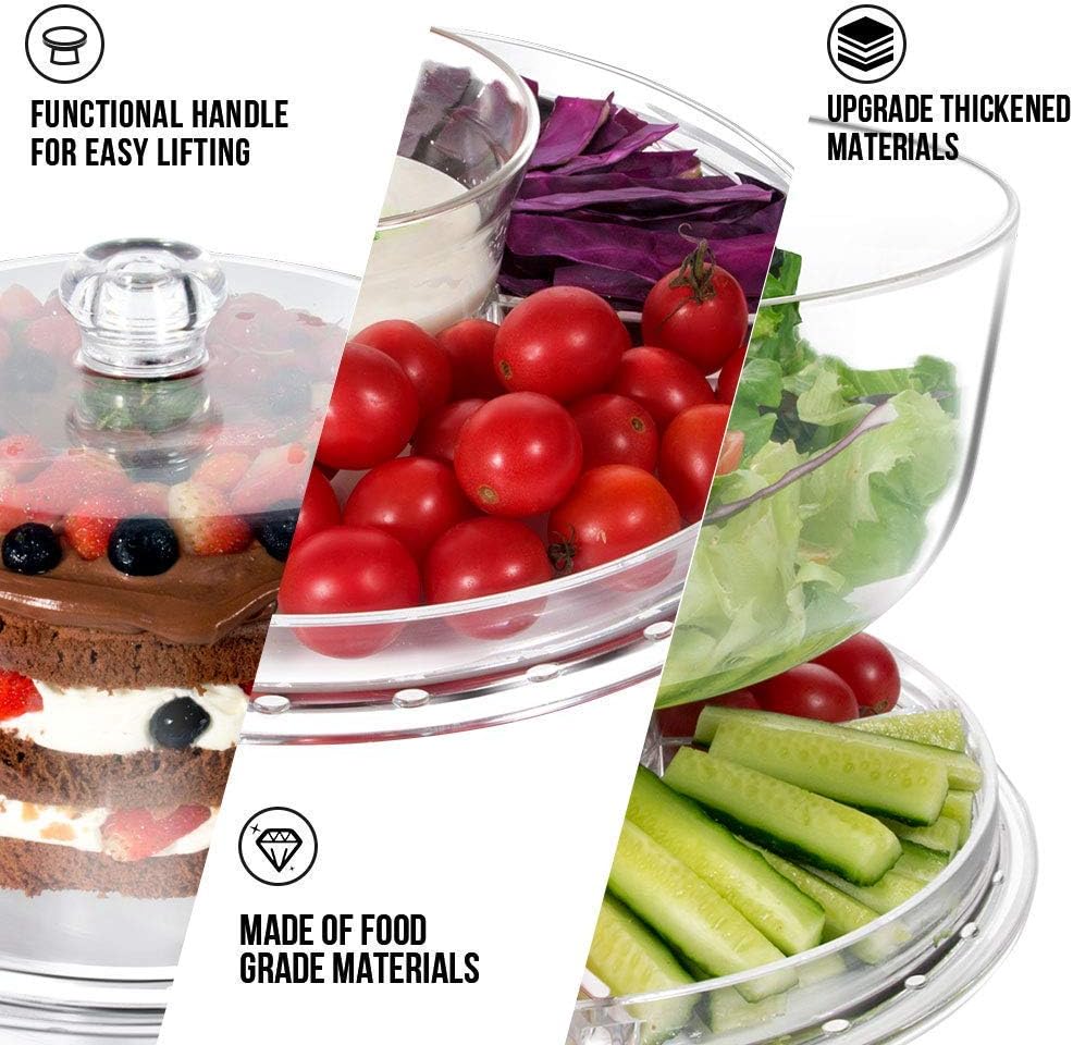 masthome cake stands with 2pcs spoons 6 in 1 multi functional cake stand with dome 30.4cm (12 in) chip dip server with dome