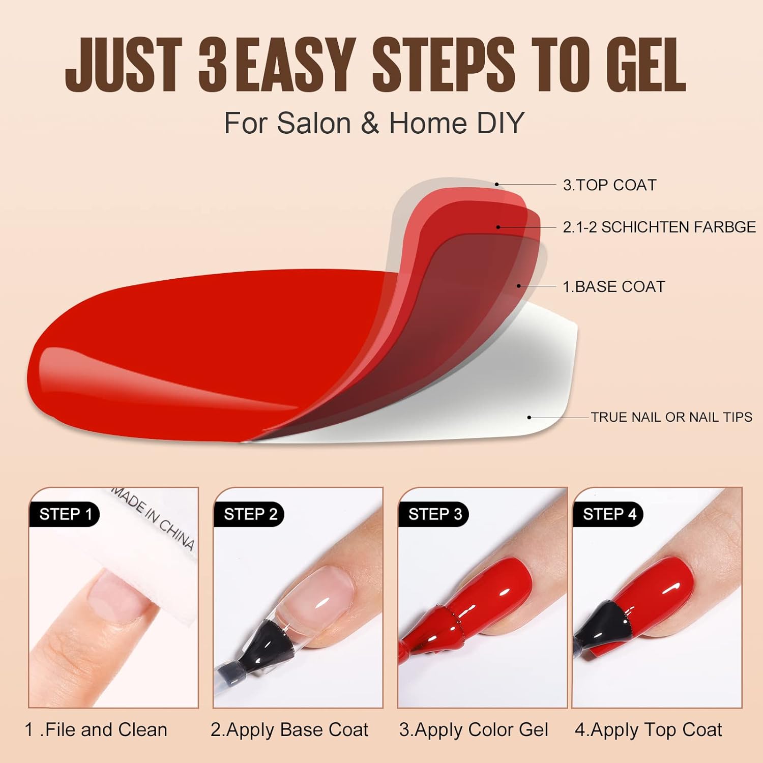 tomicca 2 pcs 15ml no wipe top coat base coat soak off set, shine finish and long lasting, soak off led gel base top coat glossy shine finish, base coat and top coat for nail polish