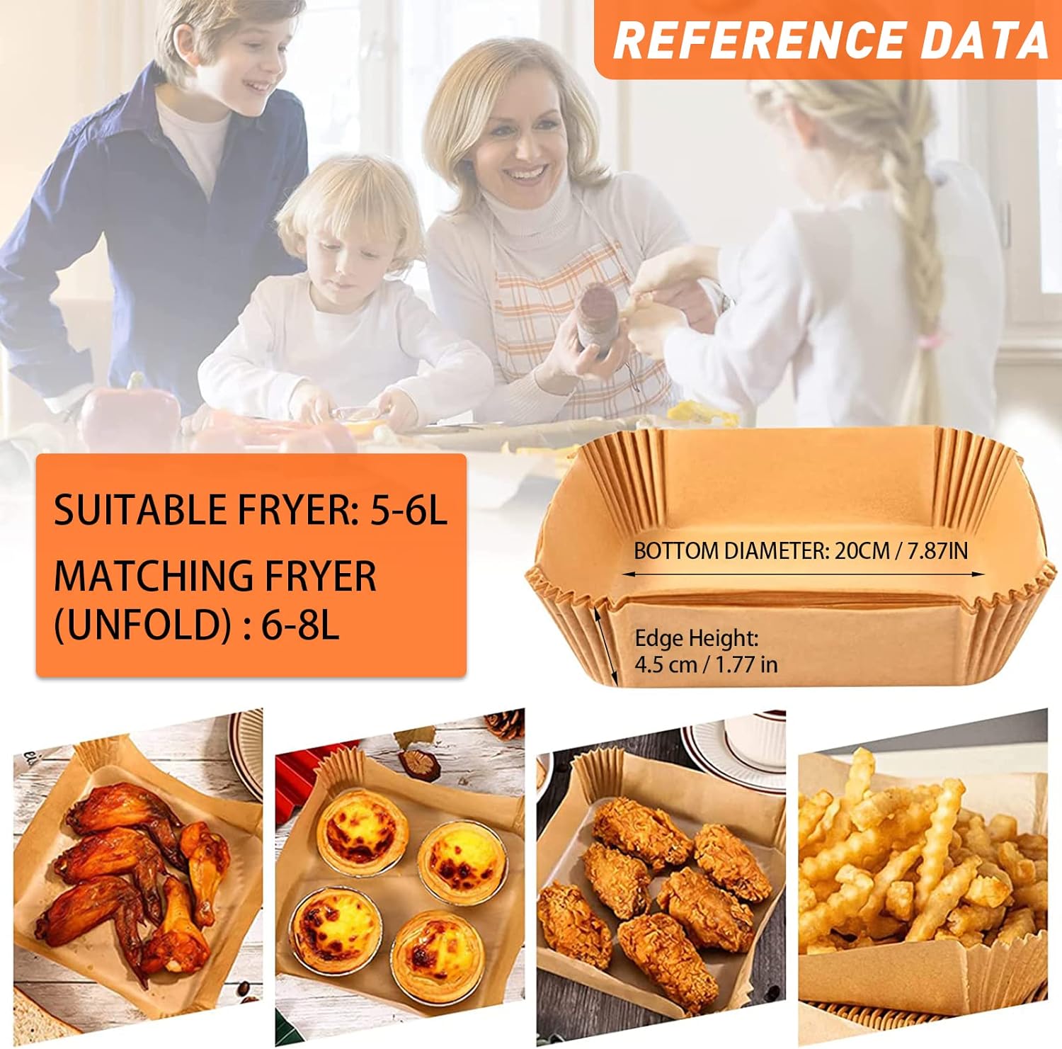 fuwnvuwn 120pcs air fryer disposable paper liner, air fryer liners square, baking paper for air fryer water proof,parchment paper for baking roasting microwave,7.9 inch/20cm,square