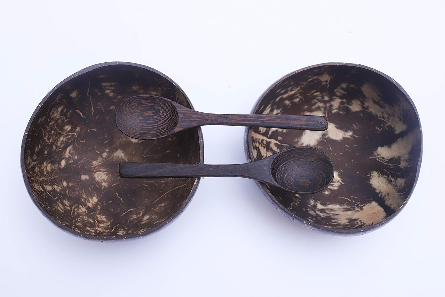 coco co. natural coconut bowls and spoons, coconut bowls acai smoothie bowl noodle ramen bowls (set of 2 bowls and 2 spoons)