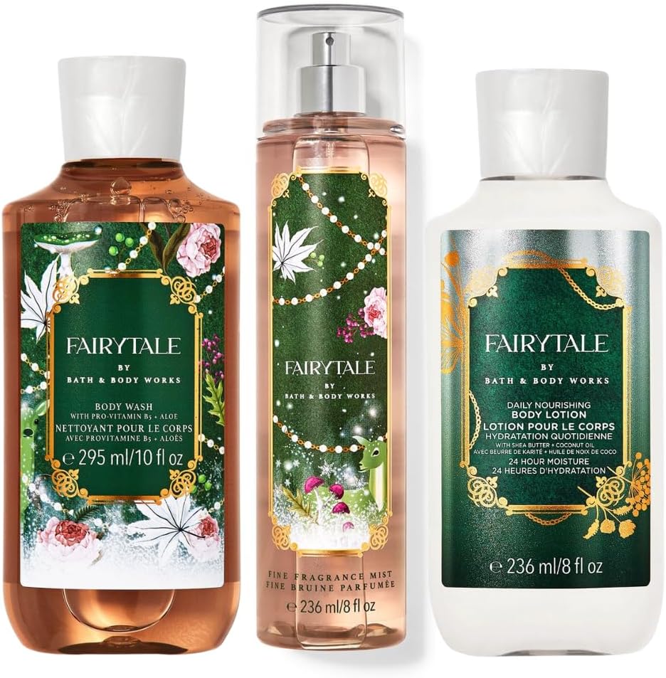 bath & body works fairytale 3 pc bundle trio shower gel, fine fragrance mist and body lotion