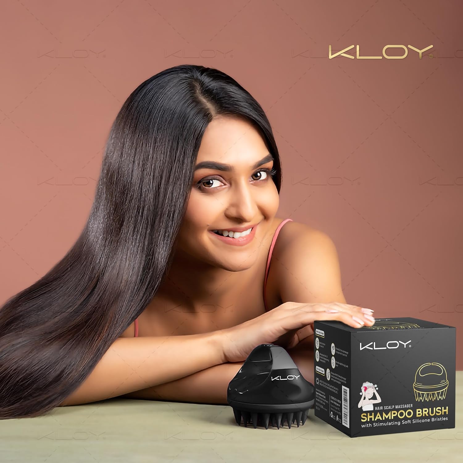 kloy hair scalp massager shampoo brush with soft silicone bristles black