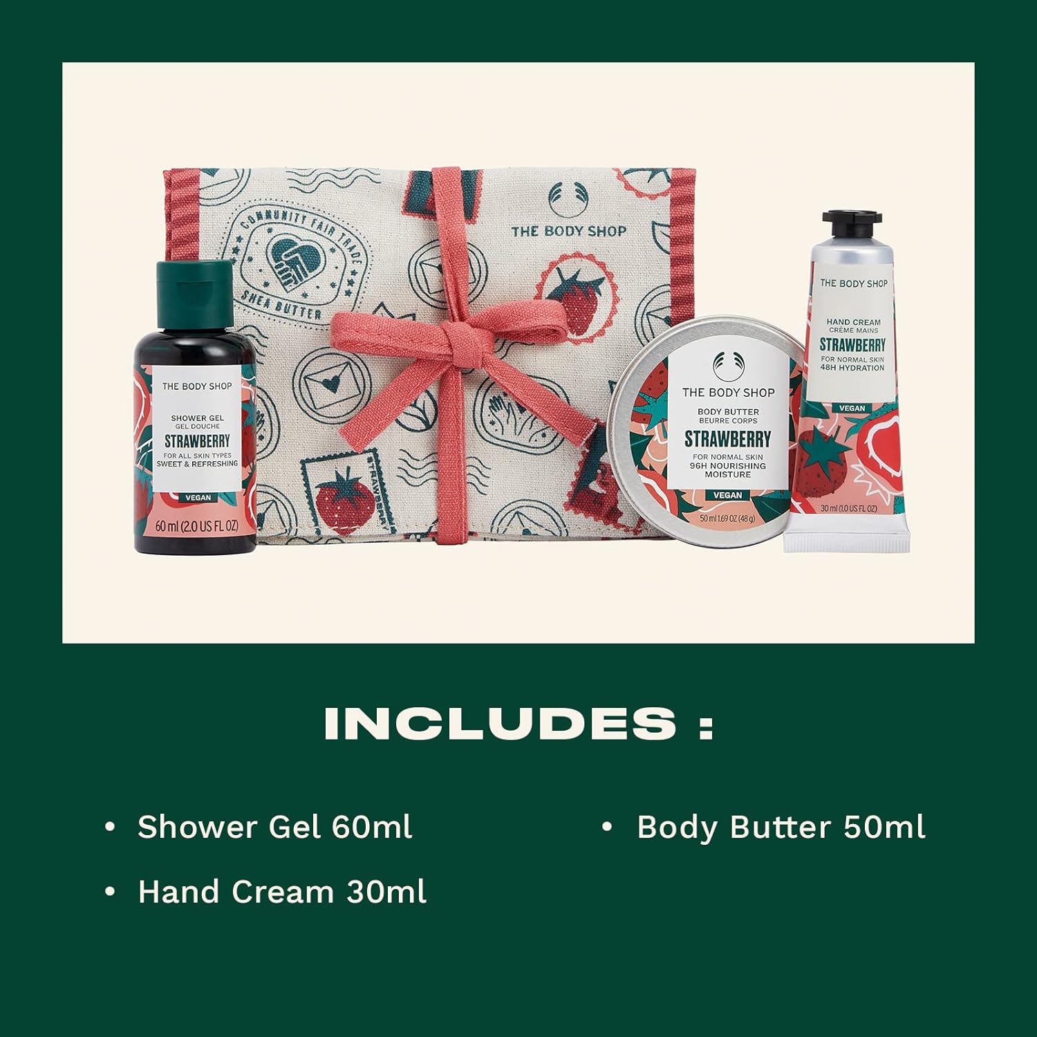 the body shop jolly & juicy strawberry 3 pieces mini gift set