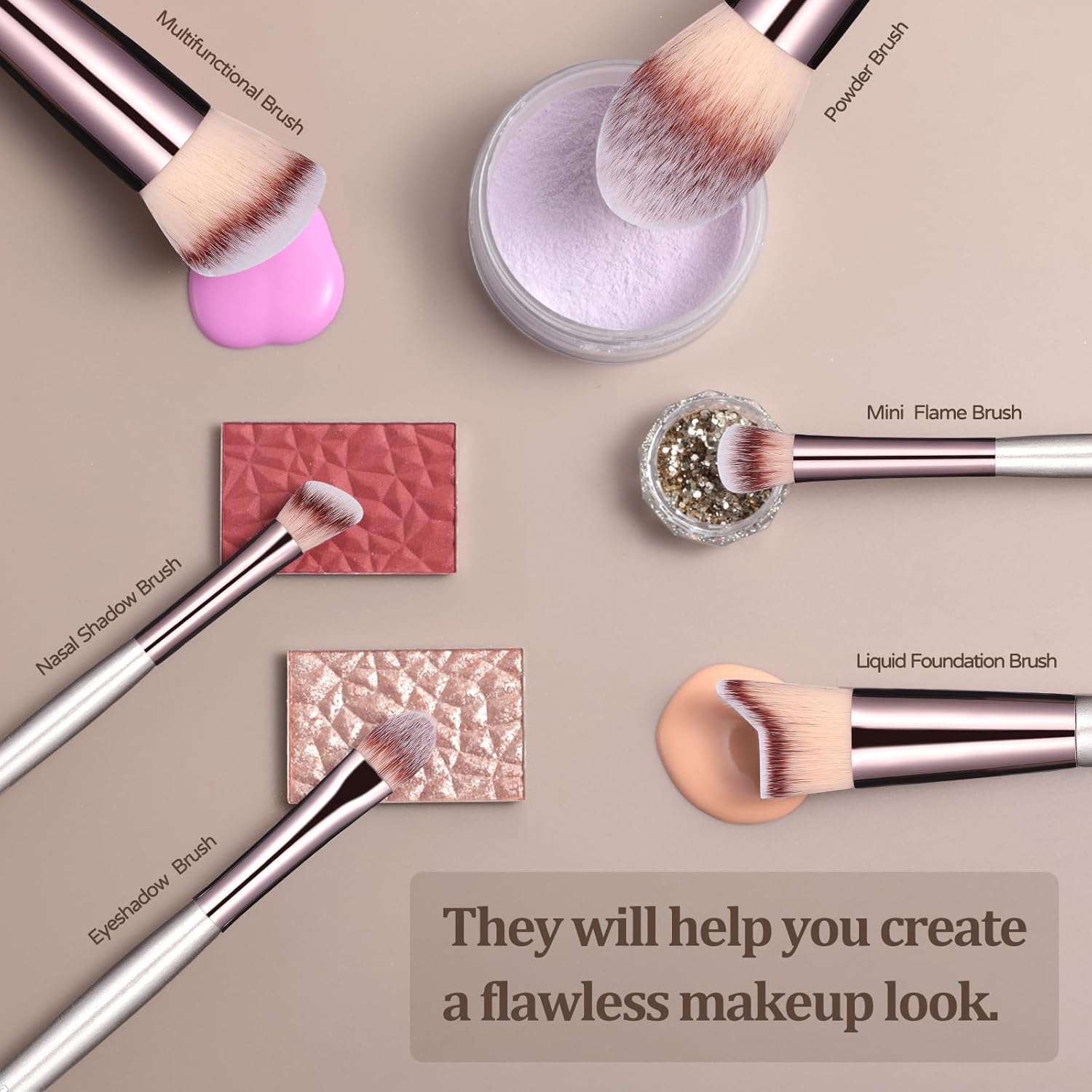 bs mall makeup brush set 18 pcs premium synthetic foundation powder concealers eye shadows blush makeup brushes with black case