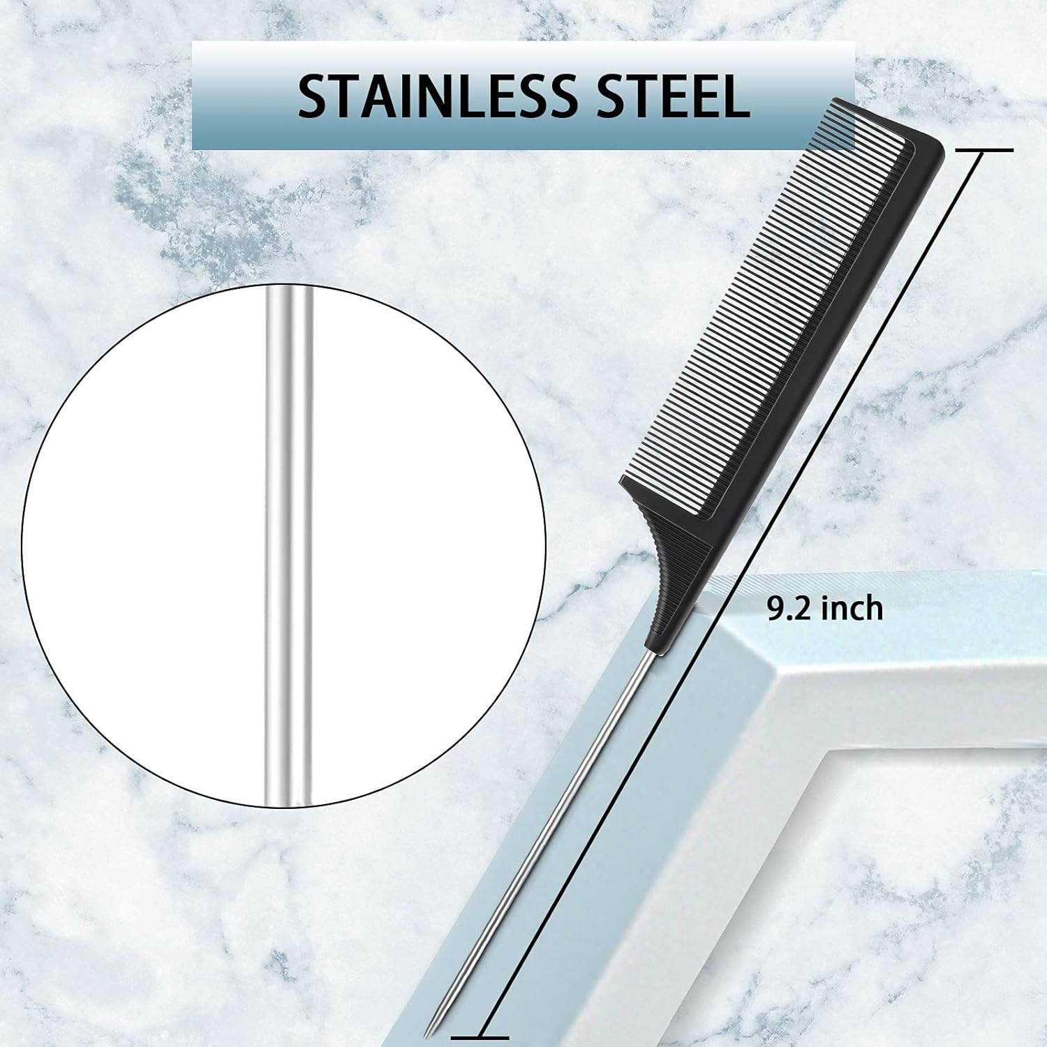 geiserailie 3 pcs slick back hair brush set bristle hair brush edge control brush teasing comb for women black hair(black)