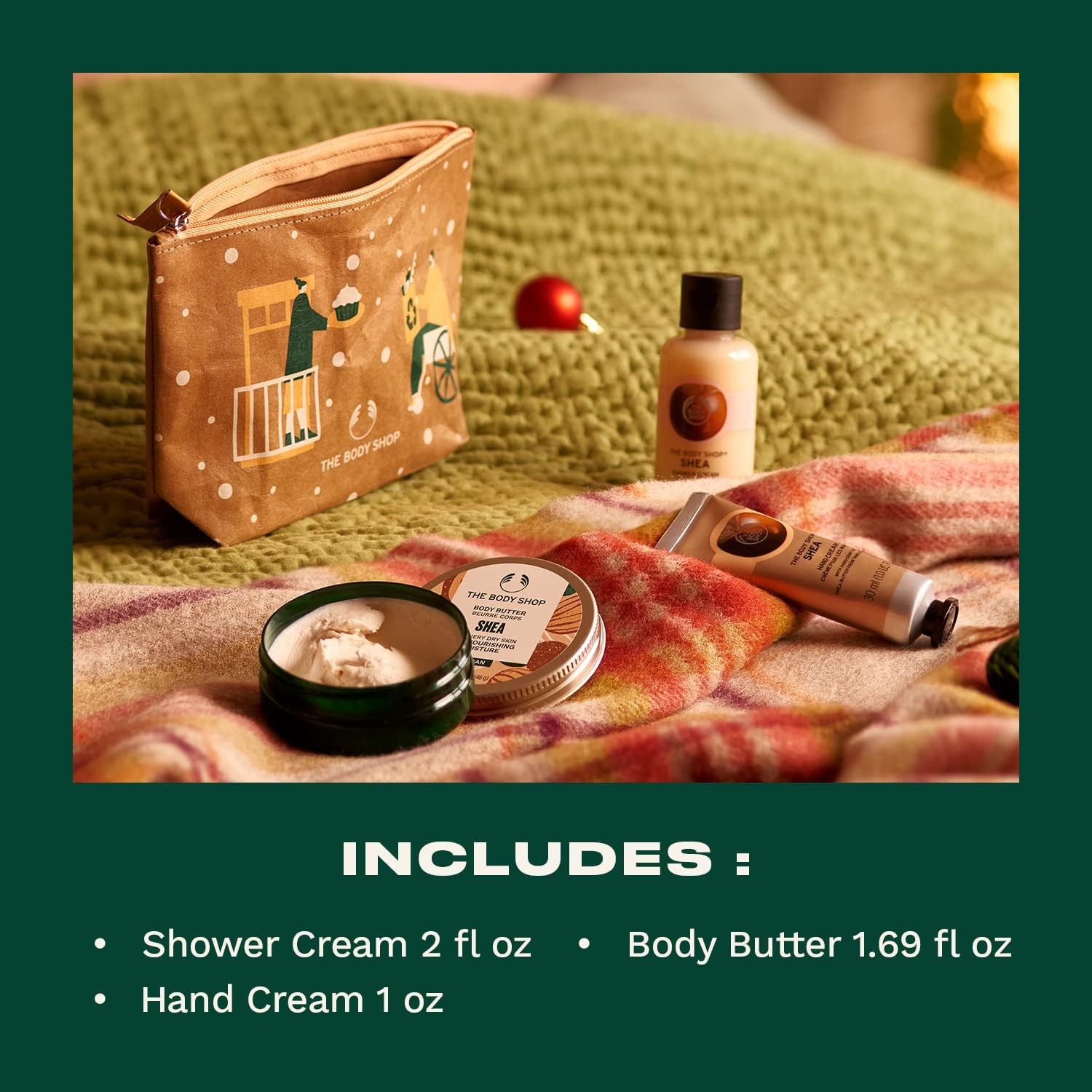 the body shop nutty & nourishing shea mini gift set, hydrating & moisturizing skincare treats for very dry skin, 3 count