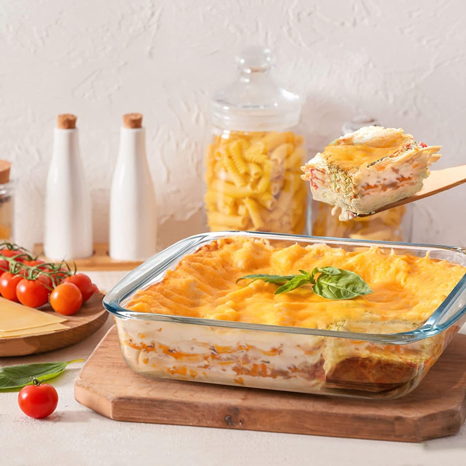 baking tray glass 2 piece set 1l (small size) & 1.6l (medium size) square, baking pan, glass baking dish, baking set for gift baking