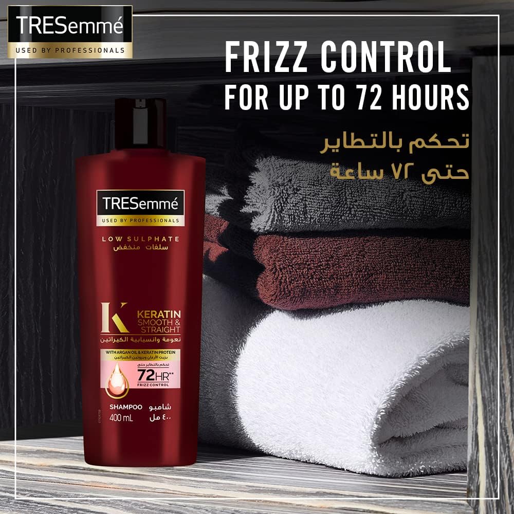 tresemmé keratin smooth and straight shampoo with argan oil, 400ml (pack of 2) + tresemmÉ keratin smooth and straight conditioner, 400ml (pack of 2)