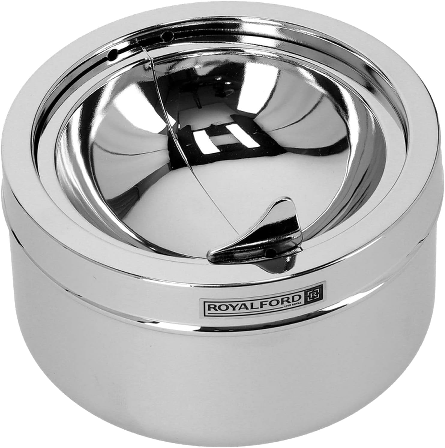 royalford metal ashtray, silver, rf5241
